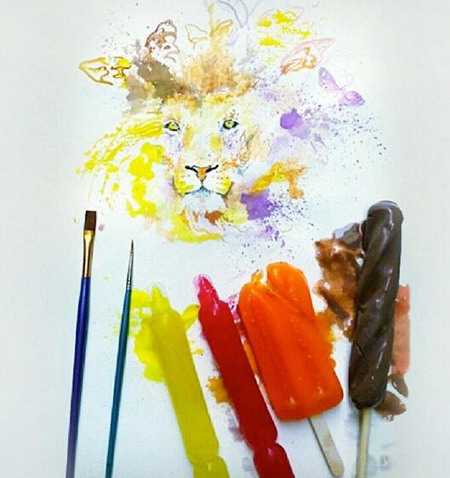 融化的冰激凌變身傳神畫作